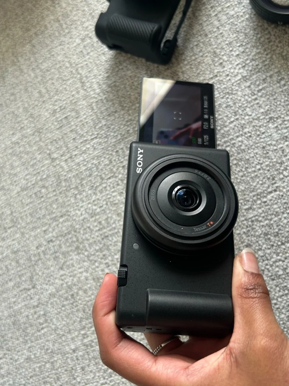 Sony Black Compact Camera with Tilting LCD and Zeiss Lens